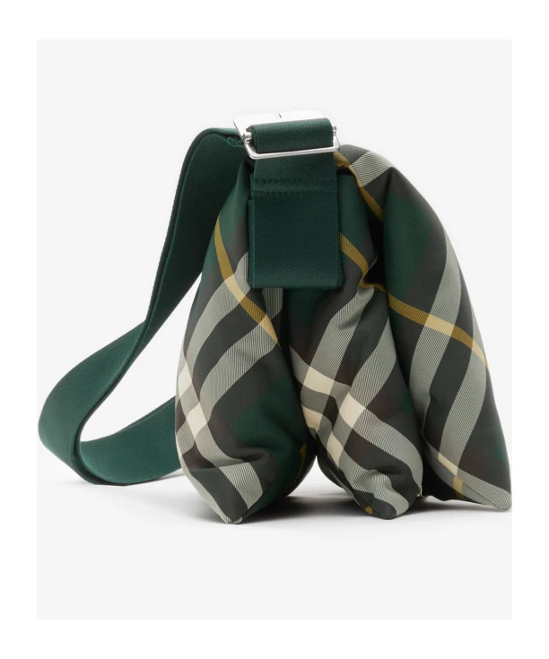 Burberry Pillow Checked Messenger Bag In Green