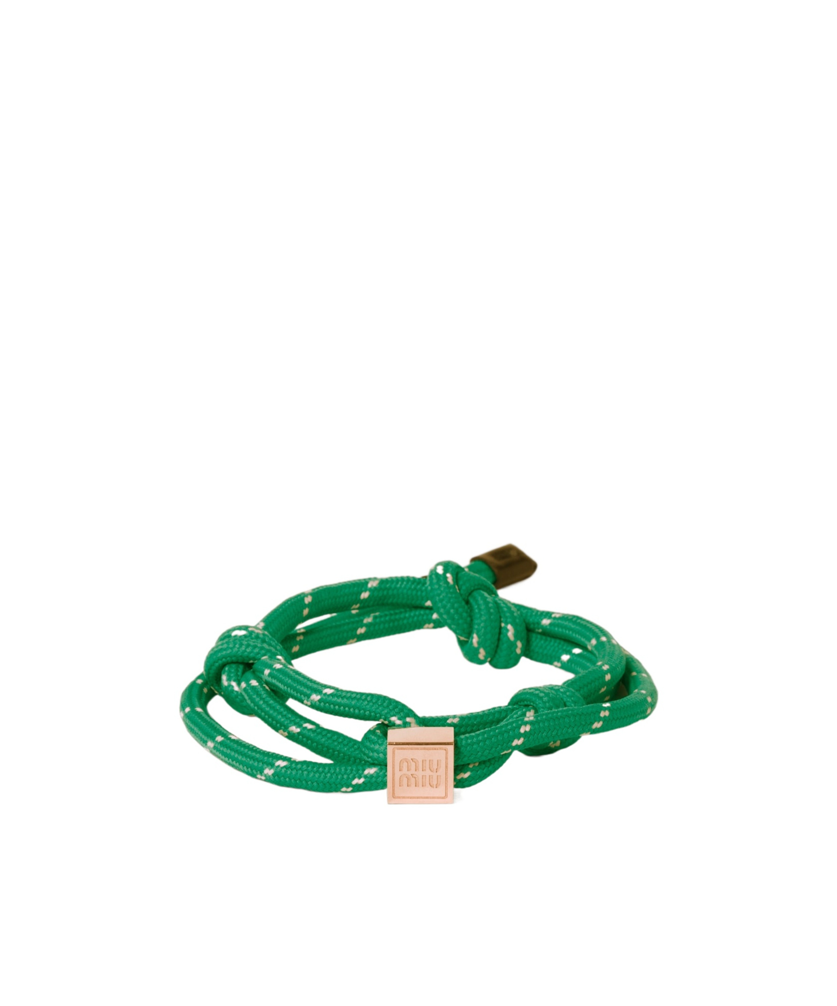 Miu Miu Emerald Green Rope Bracelet With Logo Women In Green