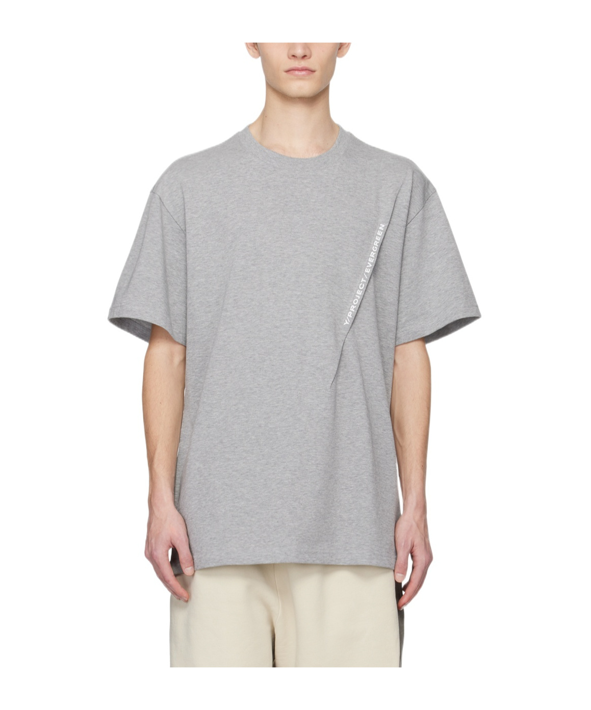 Y/project T-shirt With Round Neck And Short Sleeves In Gray