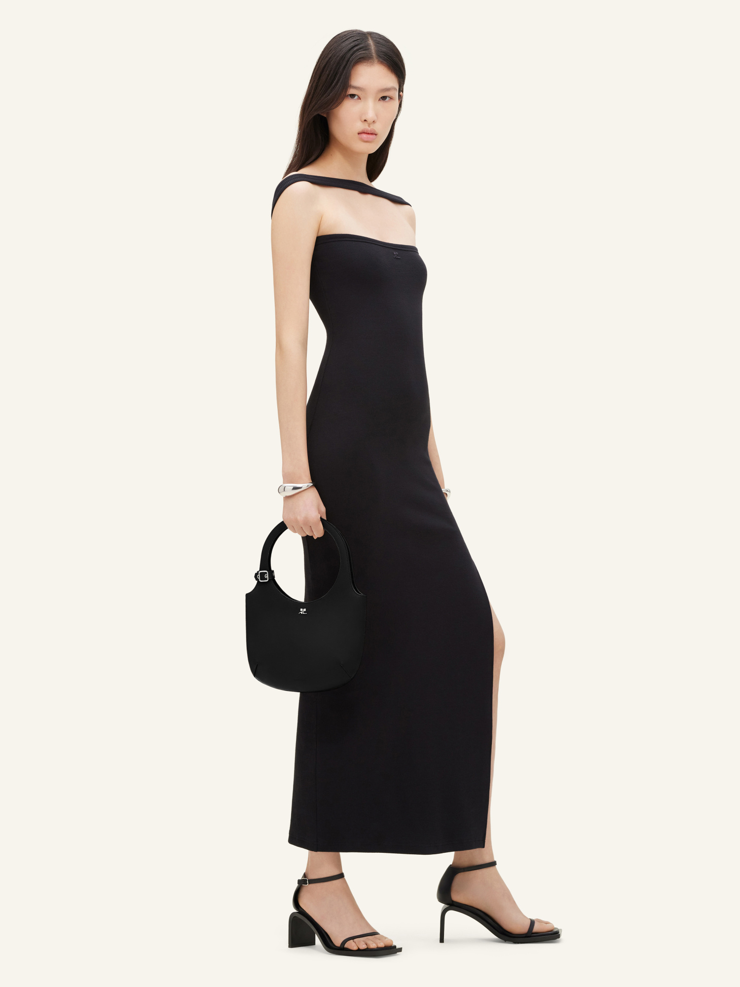 Courrèges Holy Smooth Leather Bag In Black