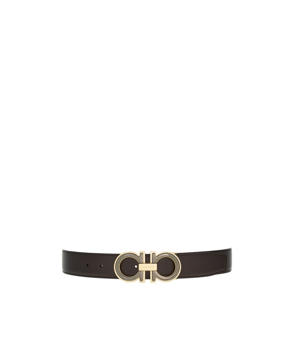 Ferragamo Salvatore Reversible Gancini Buckled Belt In Black