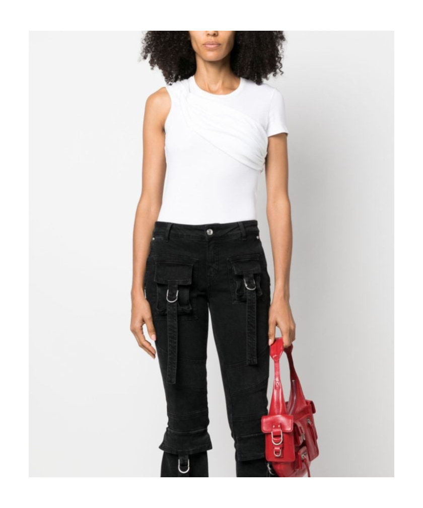 Blumarine Twist-detail Cotton T-shirt In White
