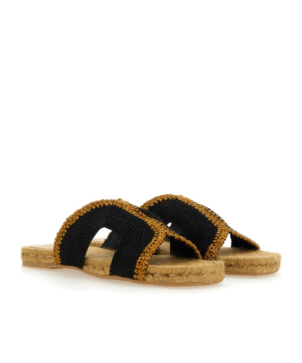 Castaã±er Braided Sole Espadrilles Open Toe In Black
