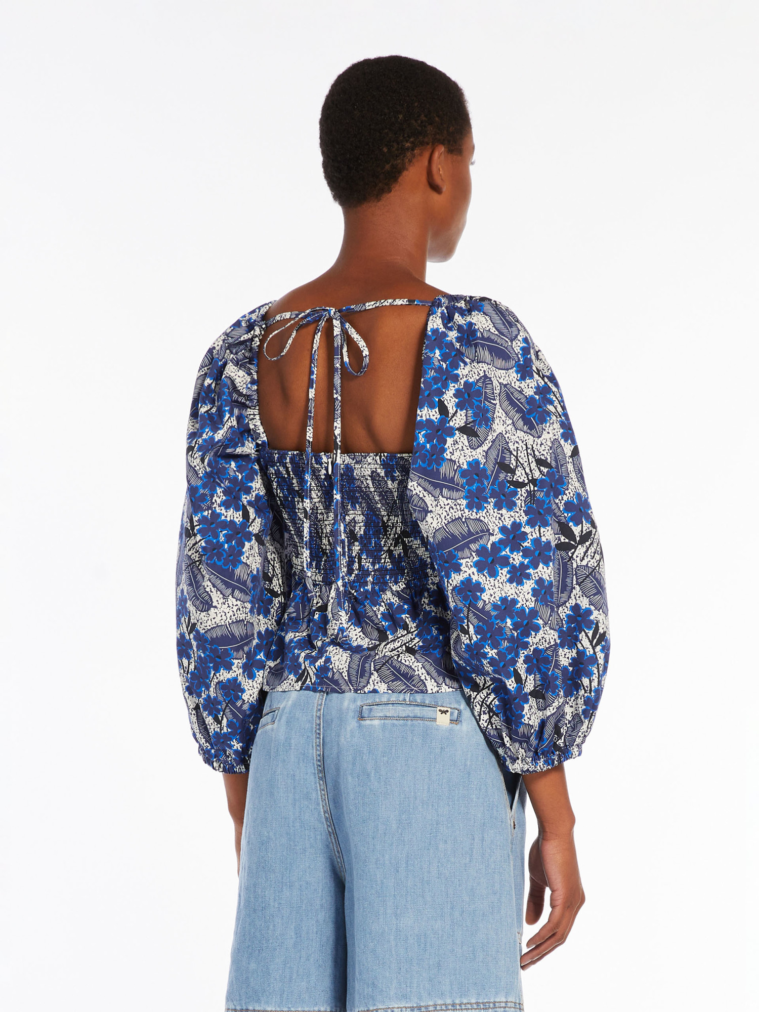 Weekend Max Mara Floral Printed Blouse In Blue