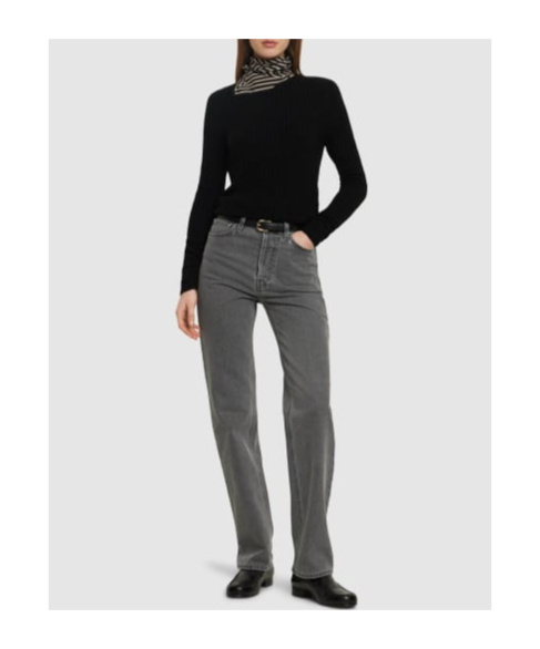 TOTÊME DENIM TROUSERS WITH LOGO AFFIXED