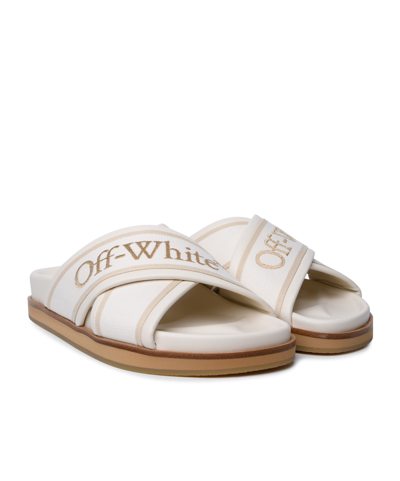 Shop Off-white Logo-embroidered Slides In White
