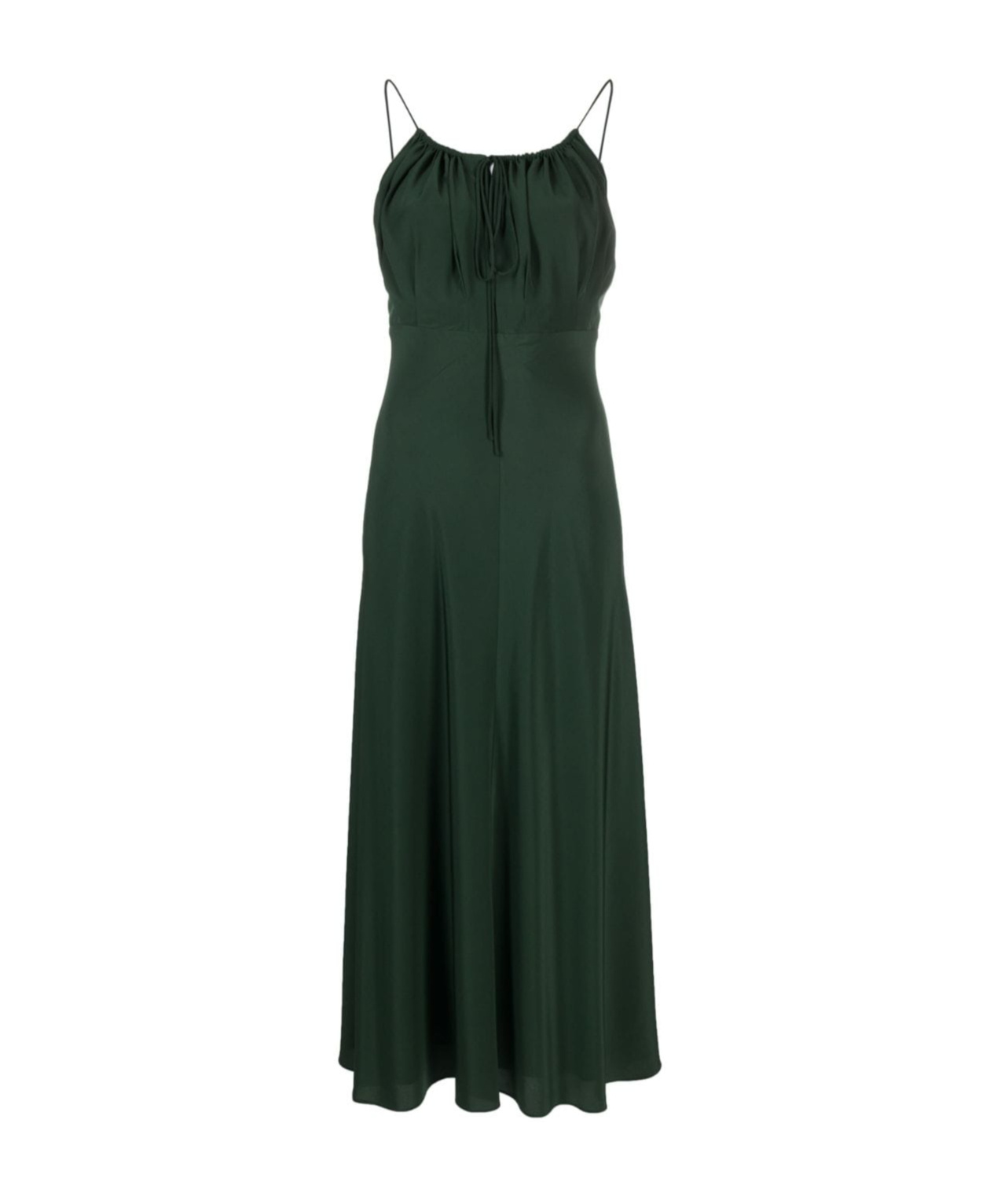 Totême Gathered Hammered Silk-satin Maxi Dress In Black