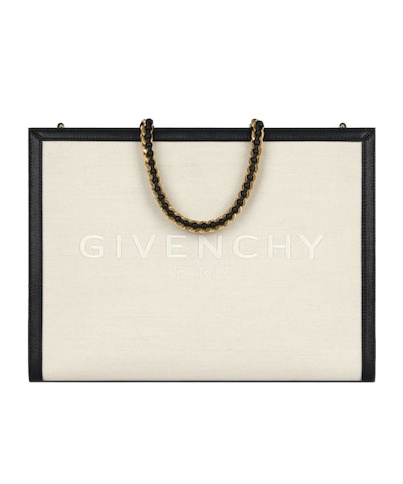 Shop Givenchy Medium G Tote Shopping Bag In Canvas And Leather In White