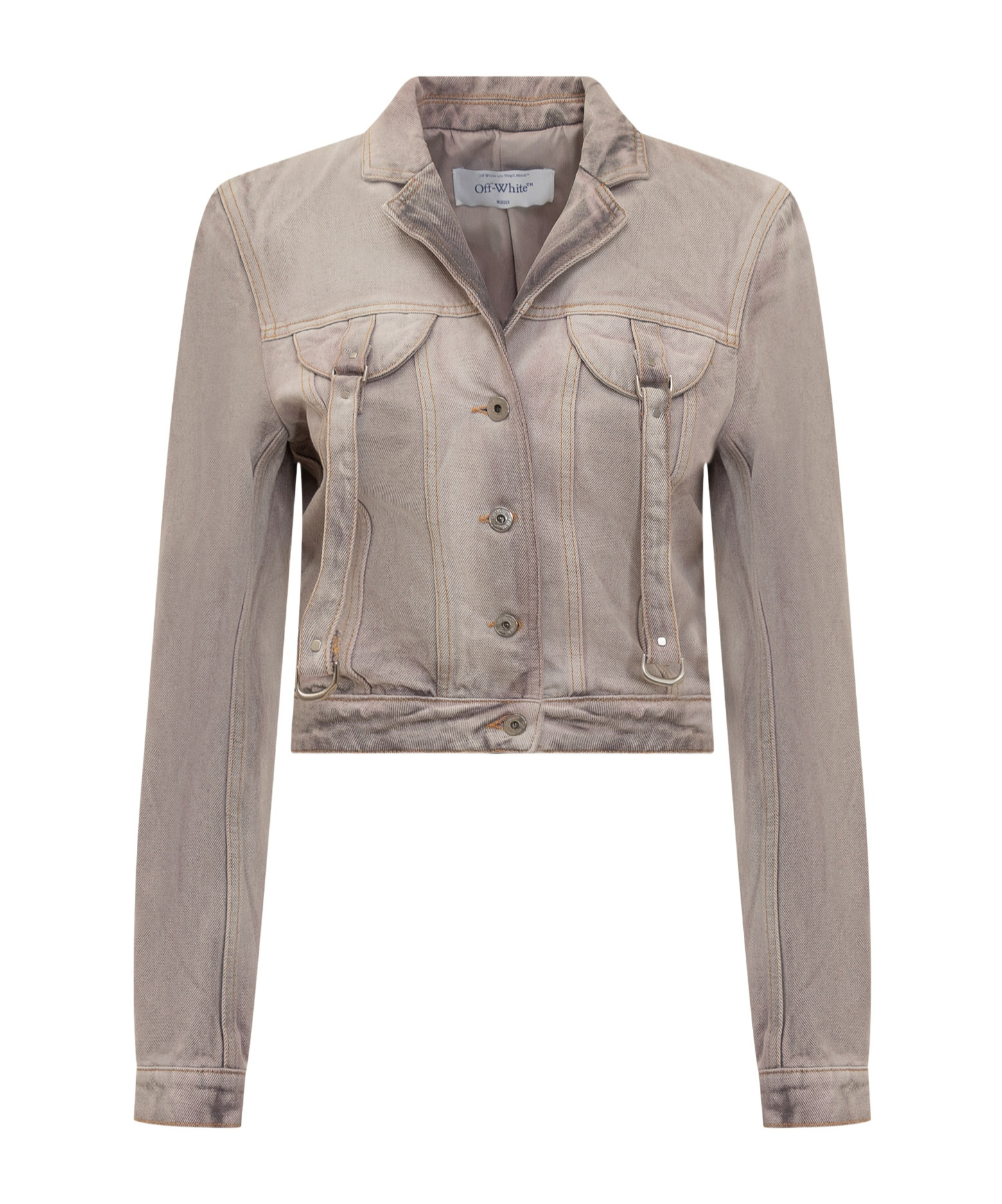 Off-white Cropped Fit Laudry Cargo Denim Jacket In Nude