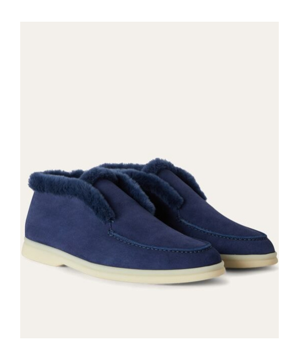 Loro Piana Open Walk Short Ankle Boots In Midnight Blue