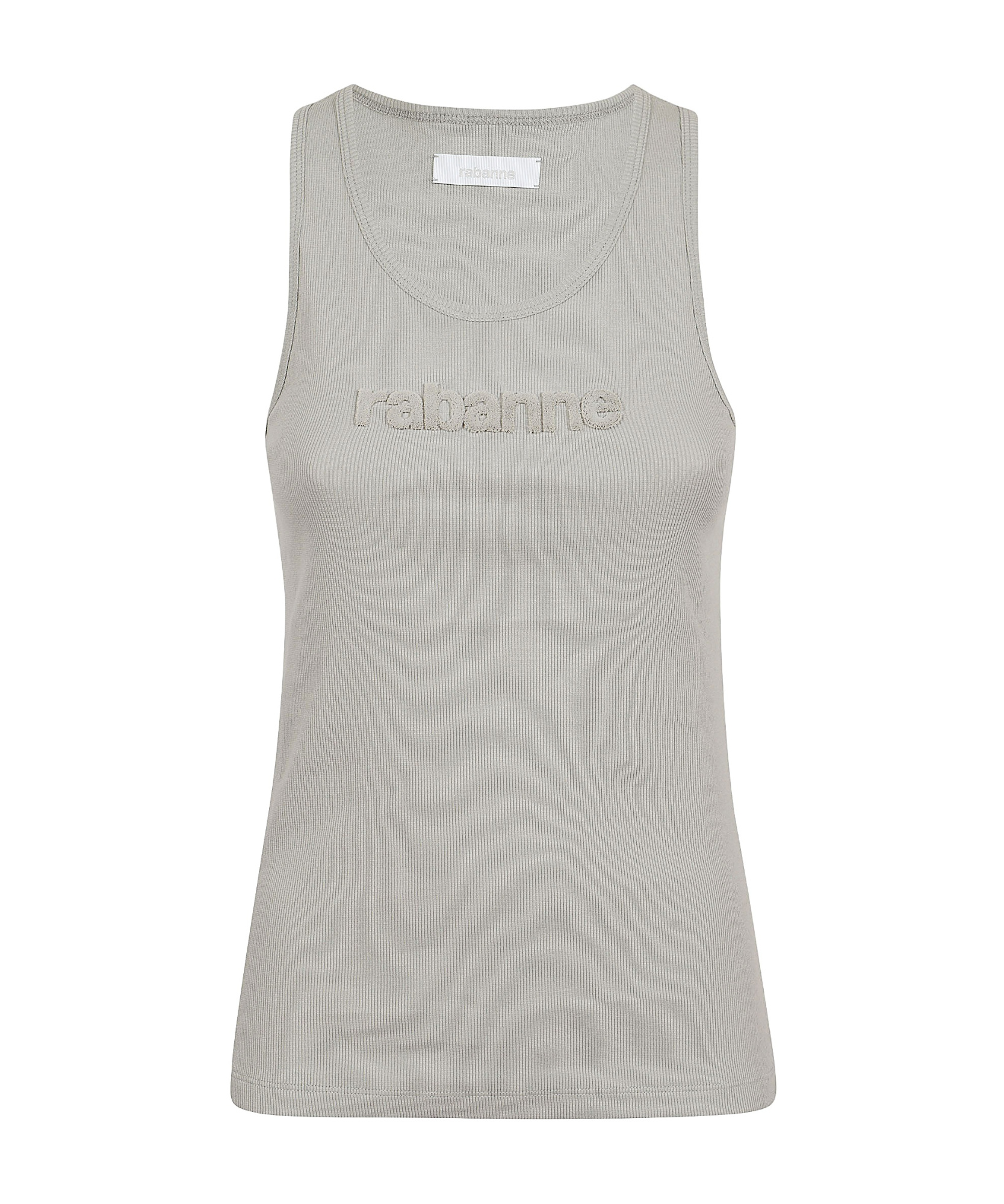 Rabanne Flocked-logo Sleeveless Top In Gray