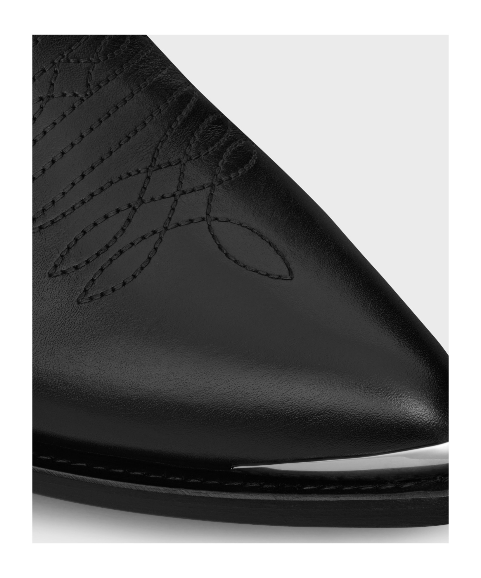Celine Men Leon Zipped Boot With Metal Toe In Shiny Calfskin In Black