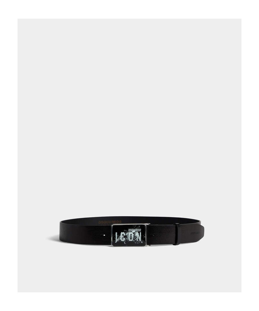 Dsquared2 Icon Leather Buckle Belt In Black