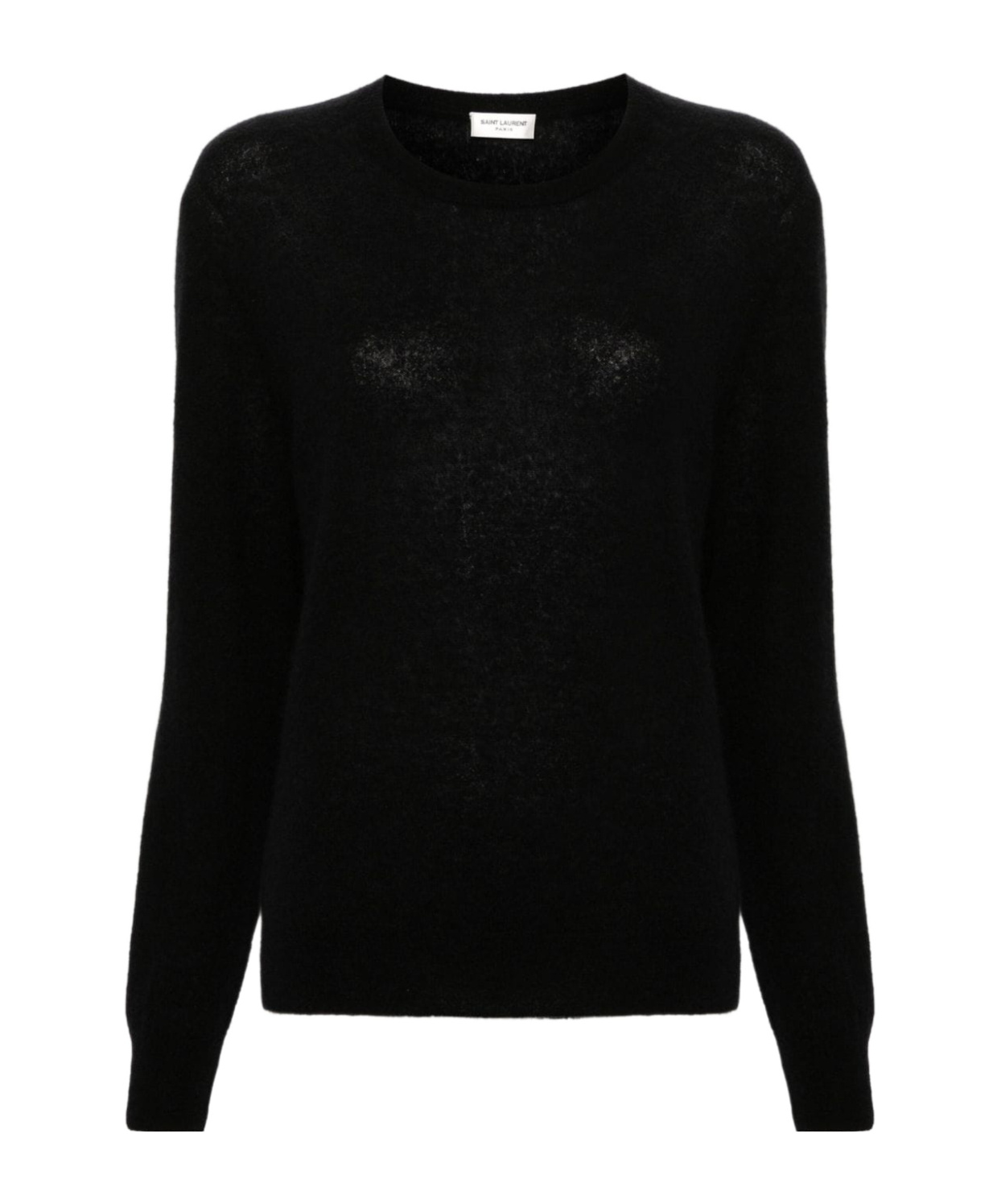 Saint Laurent Crew-neck Cashmere-blend Jumper In Black
