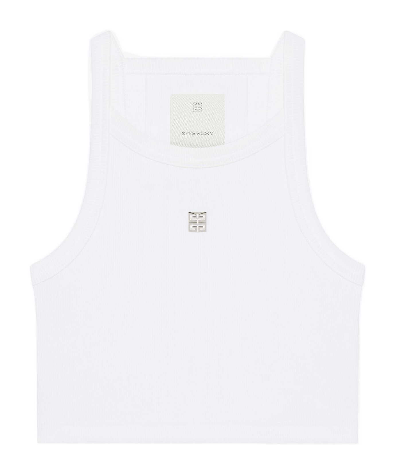 Givenchy Women's Cropped Tank Top In Cotton With 4g Detail In White