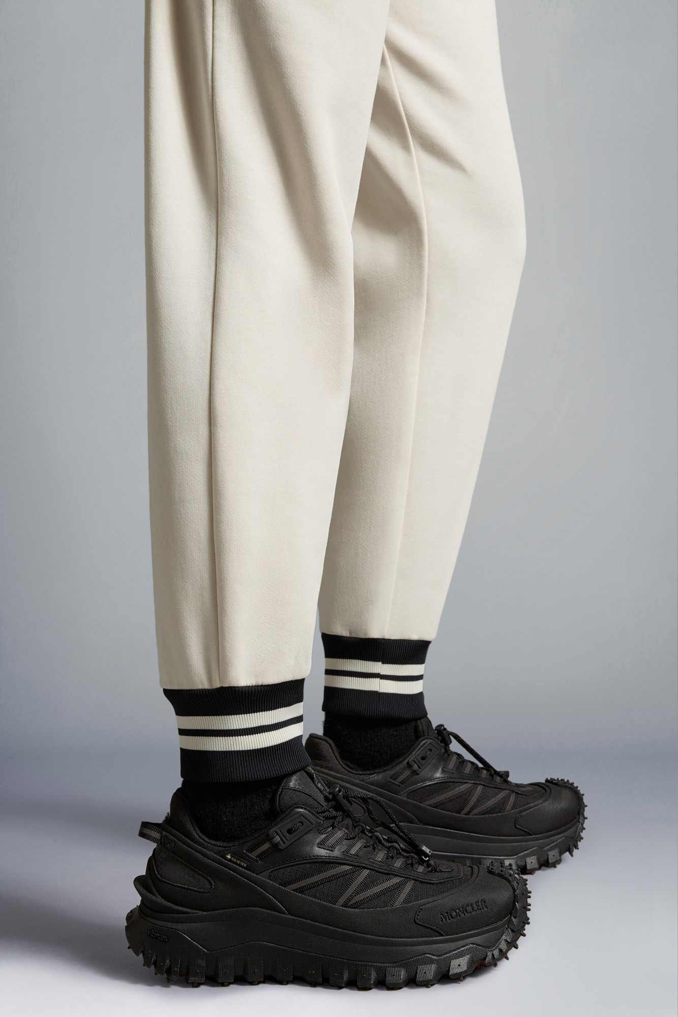 Shop Moncler Fleece Track Pants In White