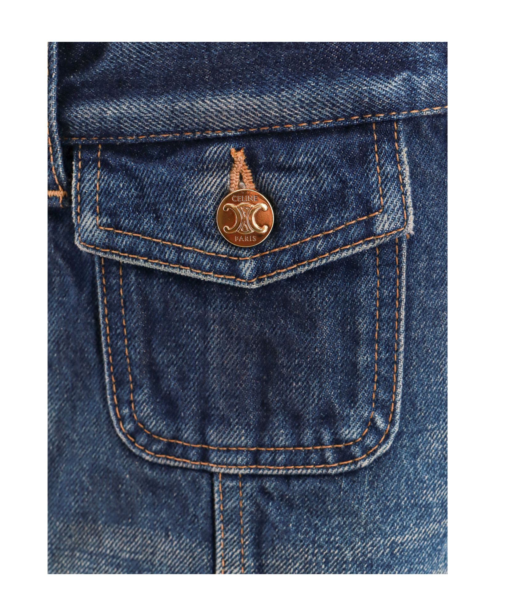 Celine Denim Mini Skirt With Vintage Effect In Blue