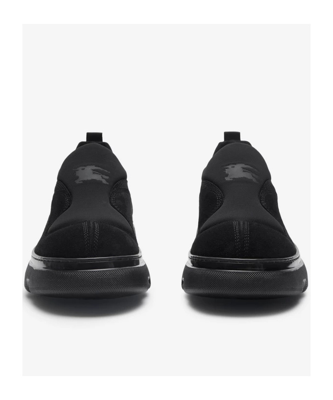 Burberry Ekd Slip-on Suede Sneakers In Black
