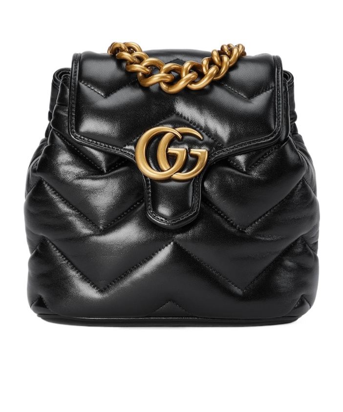 Gucci Gg Marmont Leather Backpack In Black