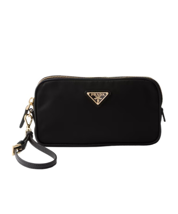 Prada Re-edition 1978 Re-nylon And Saffiano Leather Pouch In Black