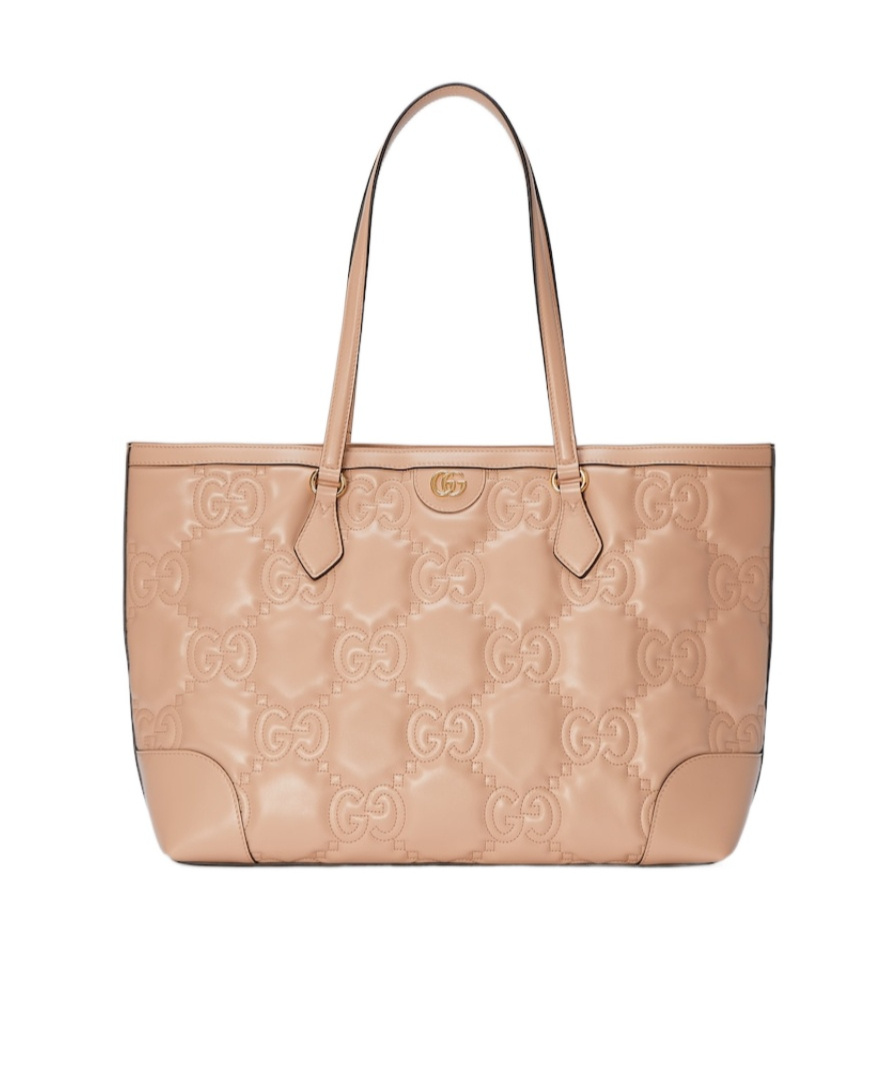 Gucci Medium Gg Matelassé Tote Bag In Nude