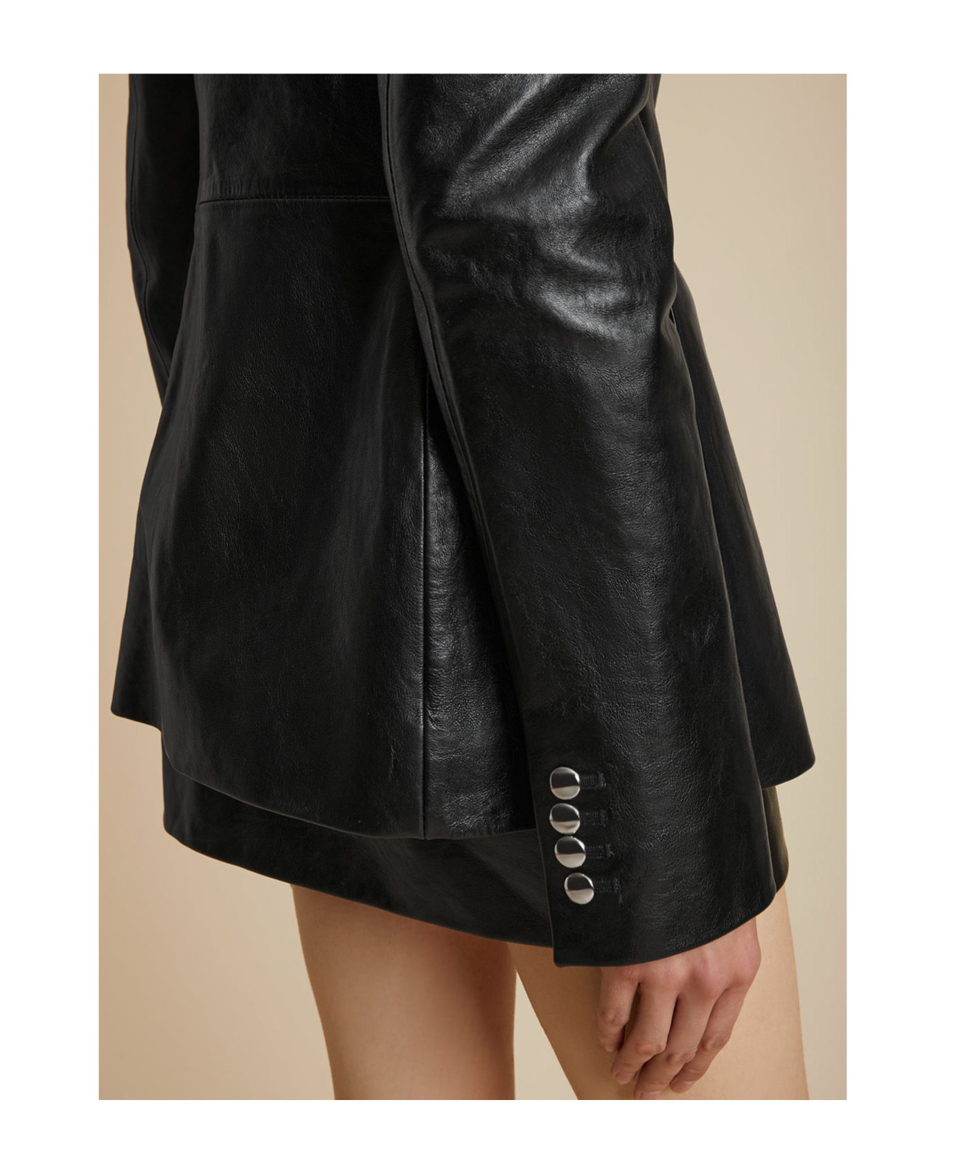 Khaite Standing Collar Leather Jacket In Black