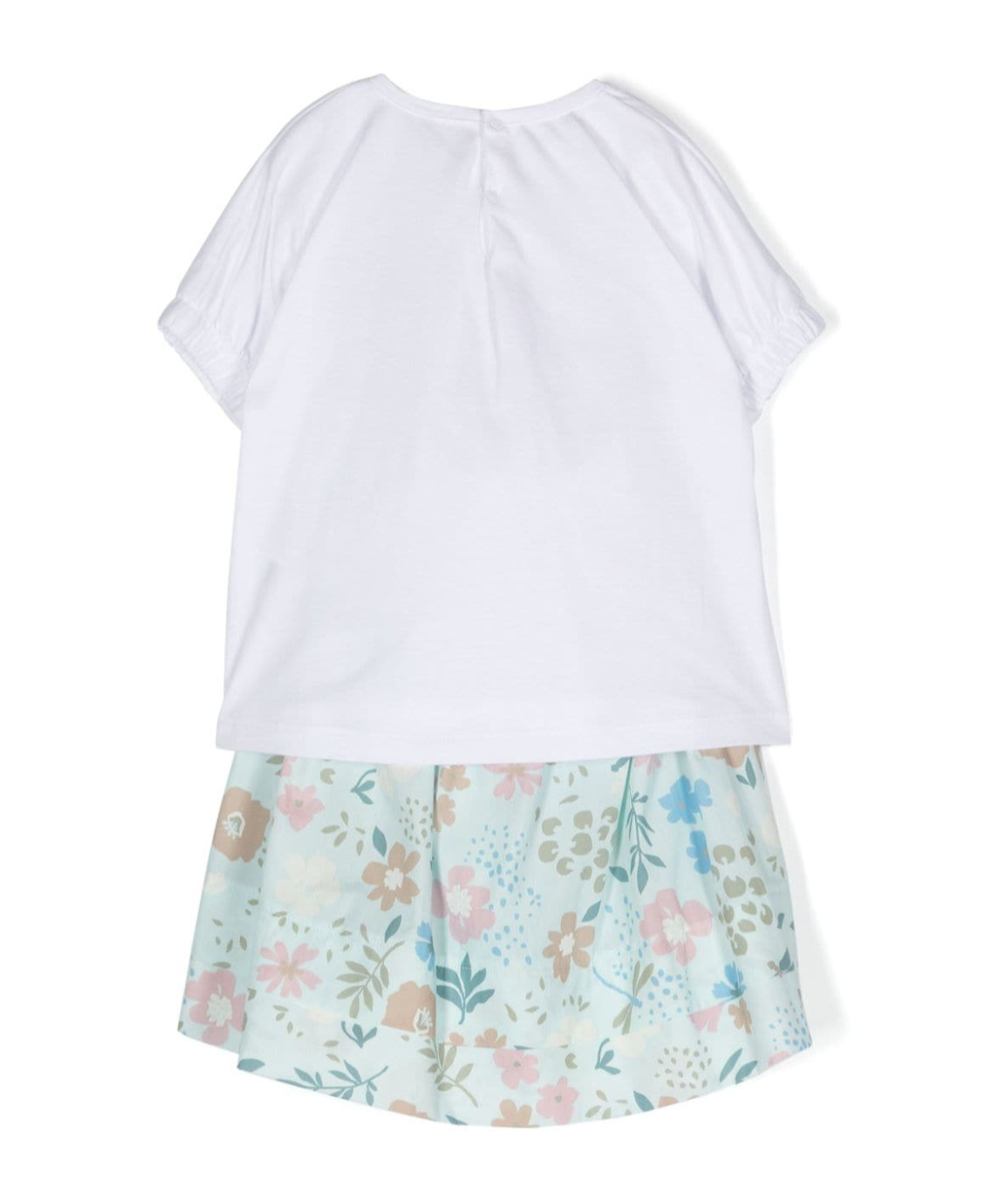 Il Gufo Floral Skirt Set In White