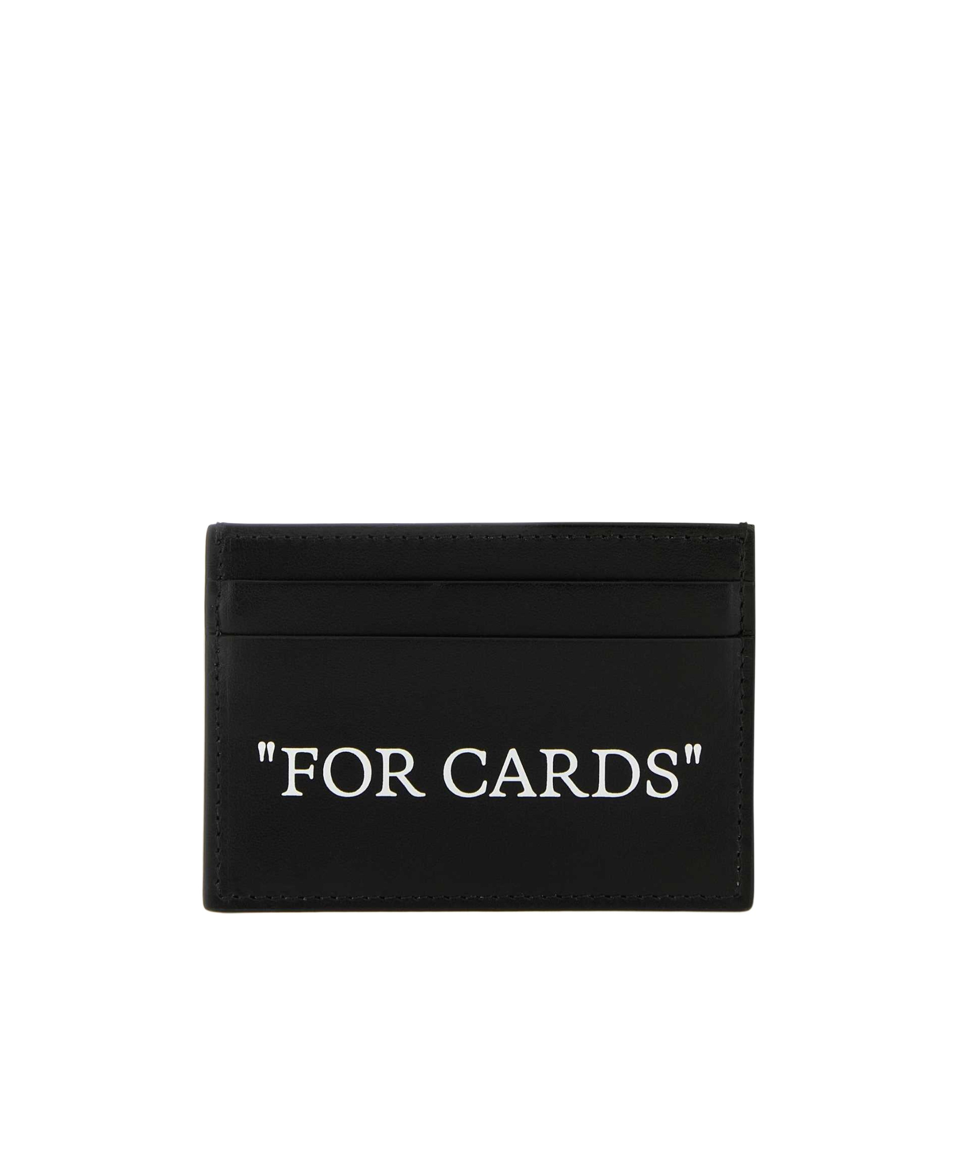 Off-white Quote Bookish Leather Cardholder In Black