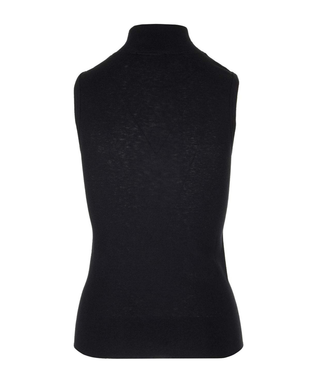 Lemaire Ribbed Polo Neck Tank Top In Black