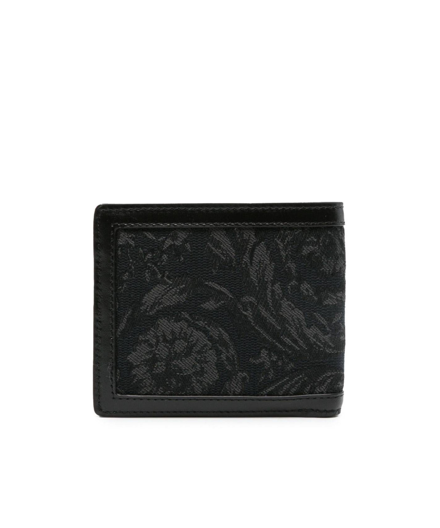 Versace Barocco Jacquard Wallet In Black