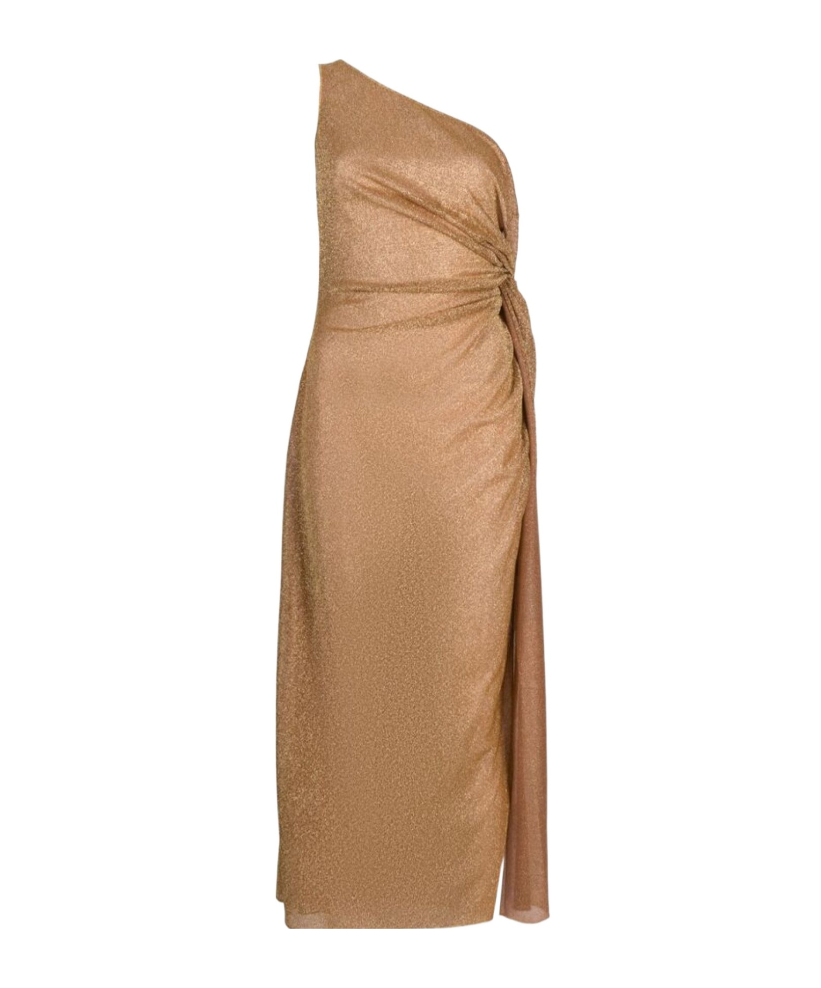Oseree Oséree Metallic Midi Dress Embellished With Knots In Brown