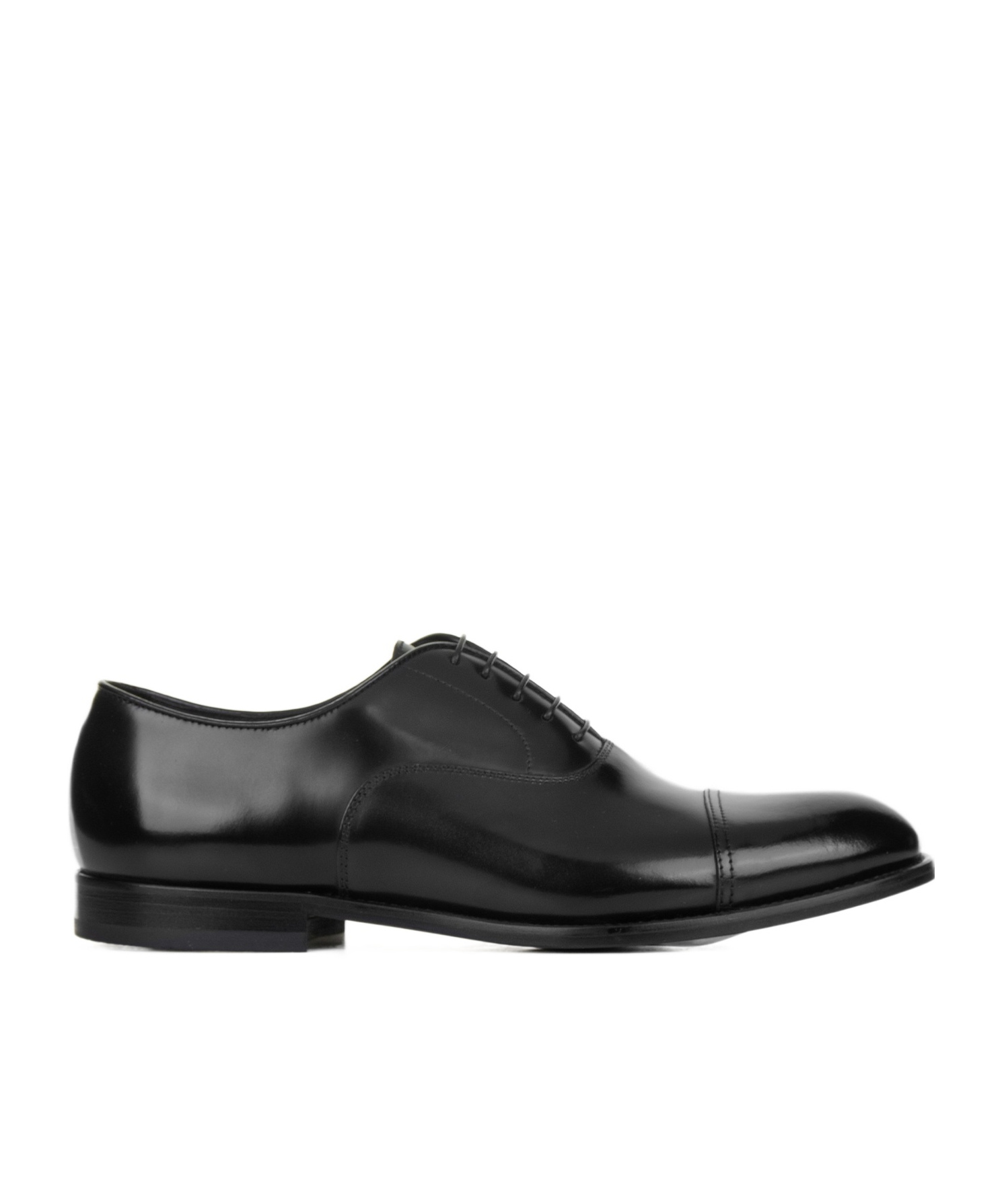 Doucal's Blue Oxford Shoes In Brushed Leather With Toe Cap In Black