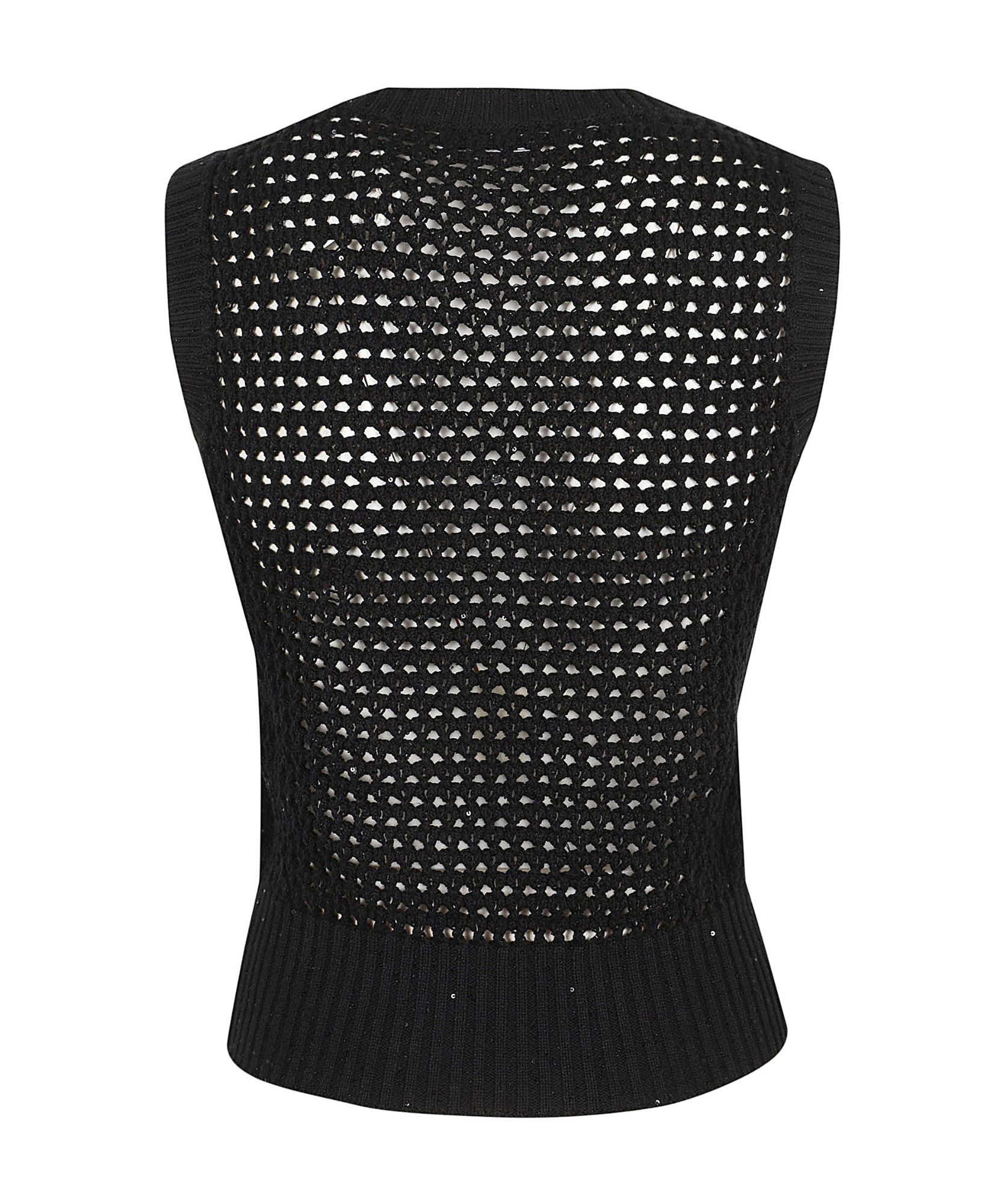 BRUNELLO CUCINELLI SEQUIN-EMBELLISHED OPEN-KNIT VEST