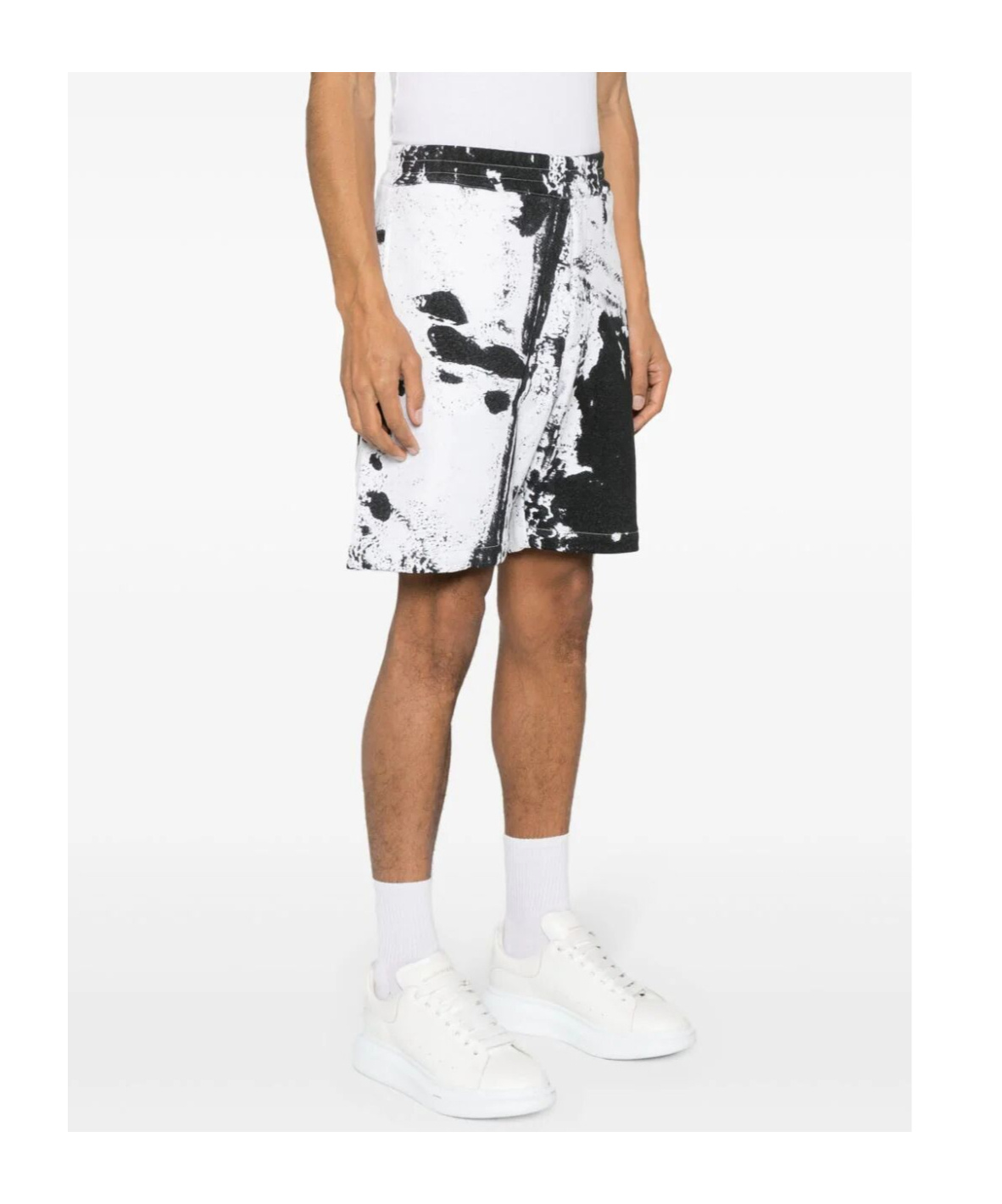 Alexander Mcqueen All Over Print Bermuda Shorts In White