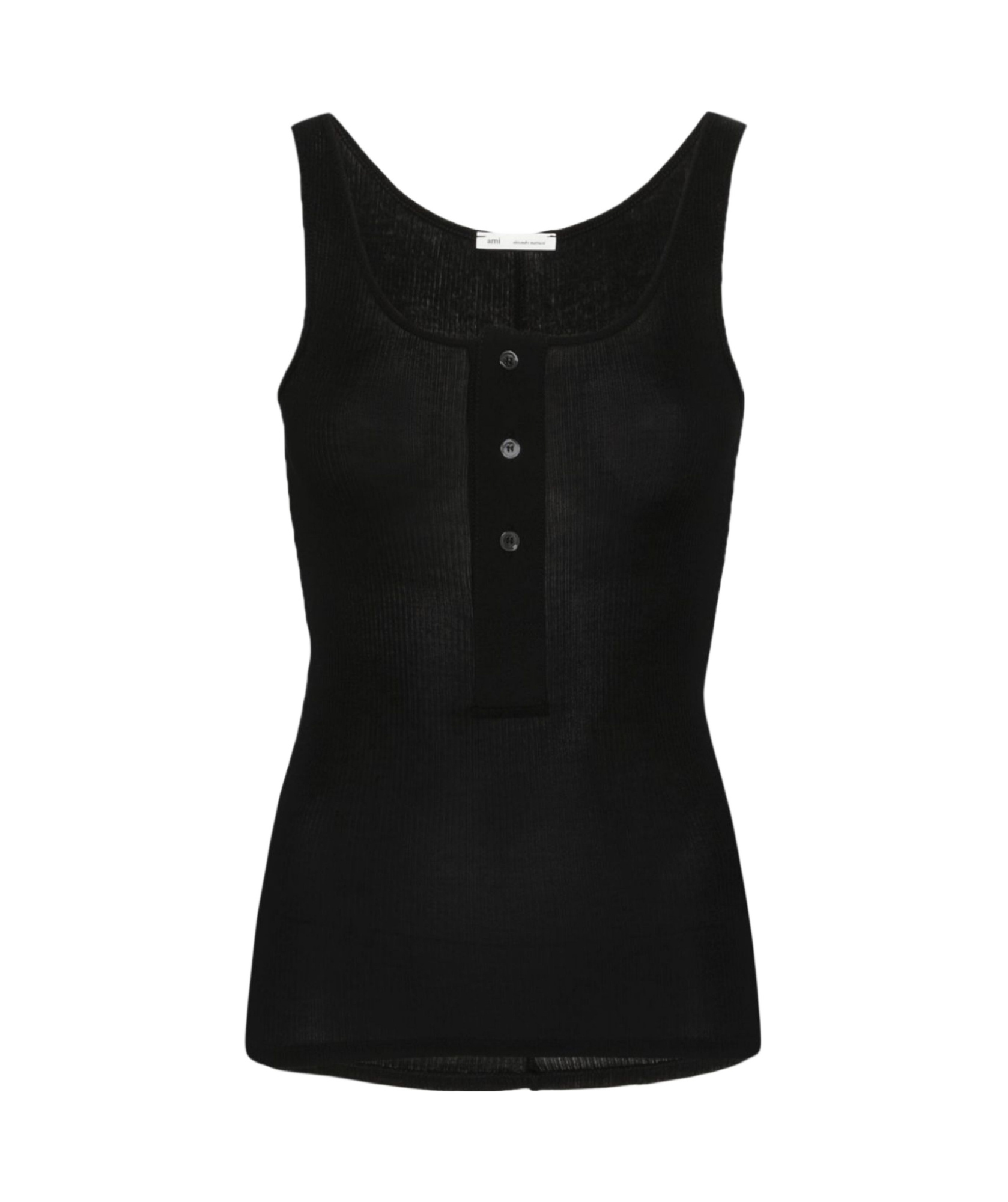 Ami Alexandre Mattiussi Light Rib Jersey Cotton Tank Top In Black