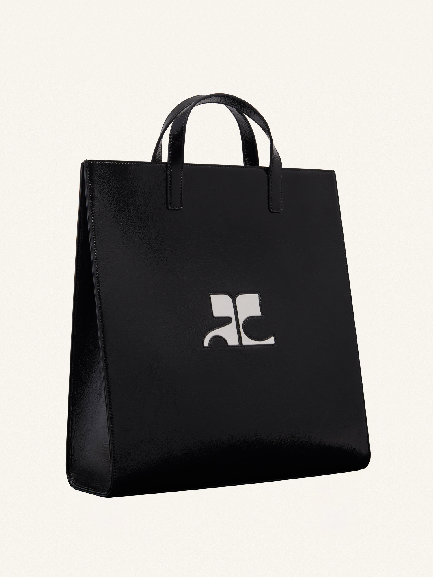 Courrèges Heritage Naplack Tote Bag In Black