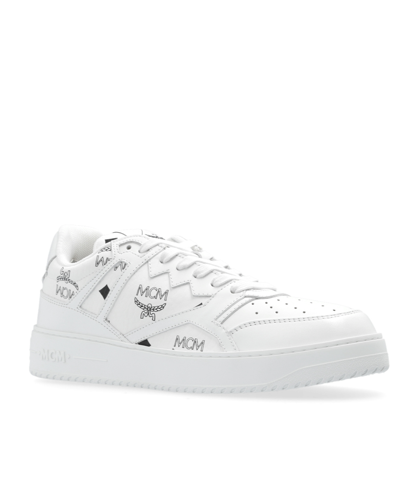 Mcm Terrain Canvas Printed Sneakers In White