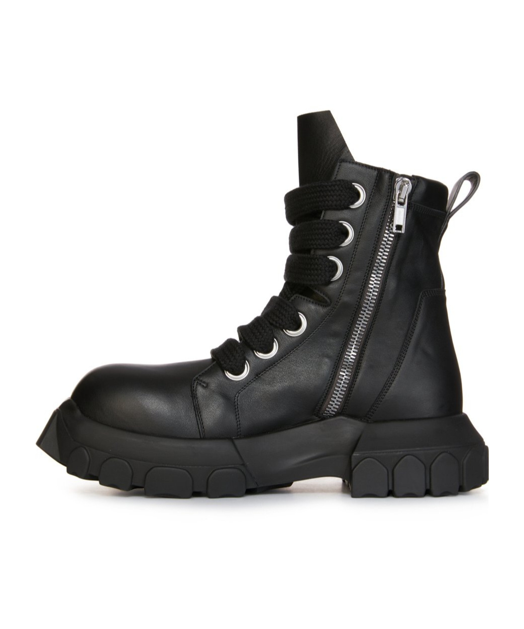 Rick Owens Chunky Lace-up Leather Boots With Tractor Sole In Black