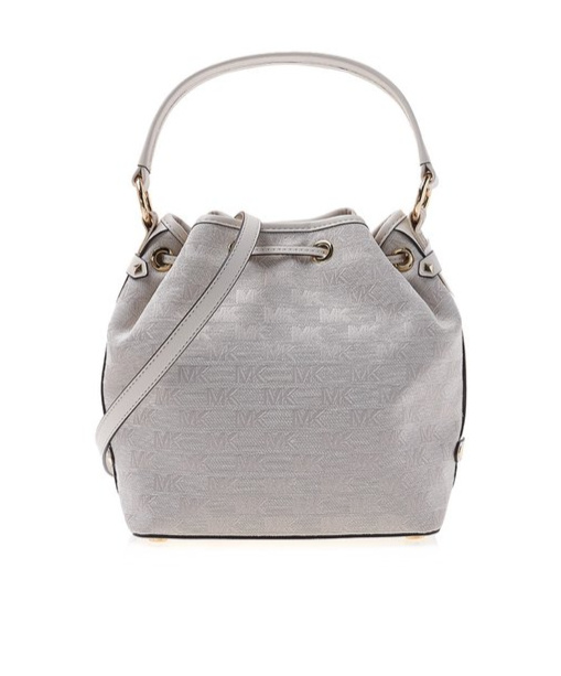 Michael Kors Maeve Monogram-print Bucket Bag In Gray
