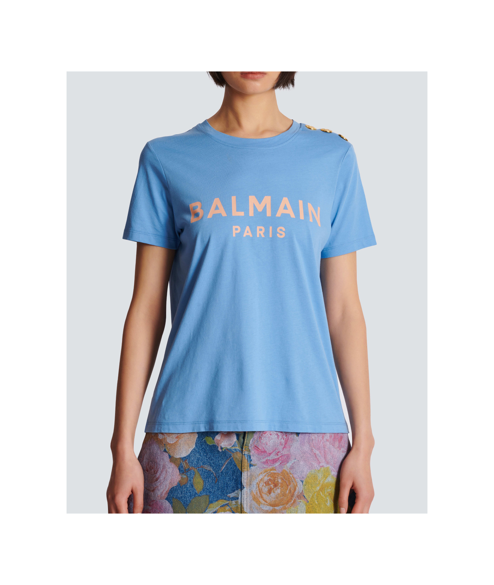 Balmain Logo-print Cotton T-shirt In Blue