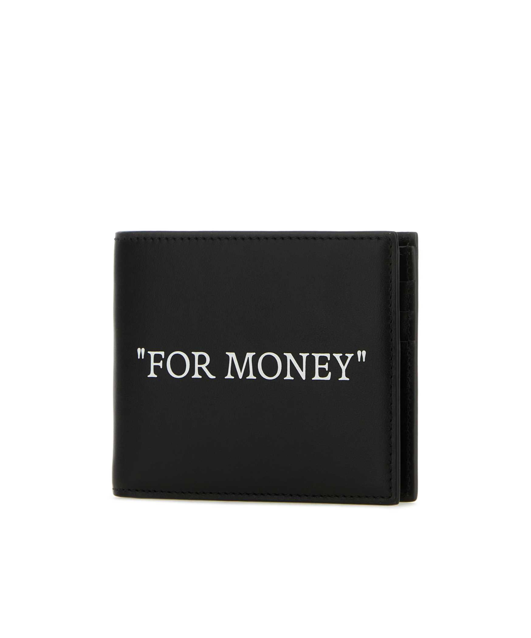 Off-white Off White™ Black Leather Bi Fold Wallet With Logo In Black