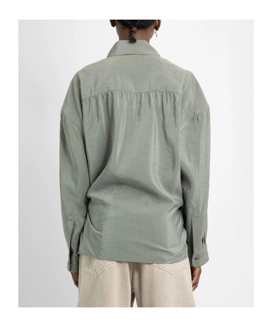 Lemaire Draped Silk Blend Shirt In Black