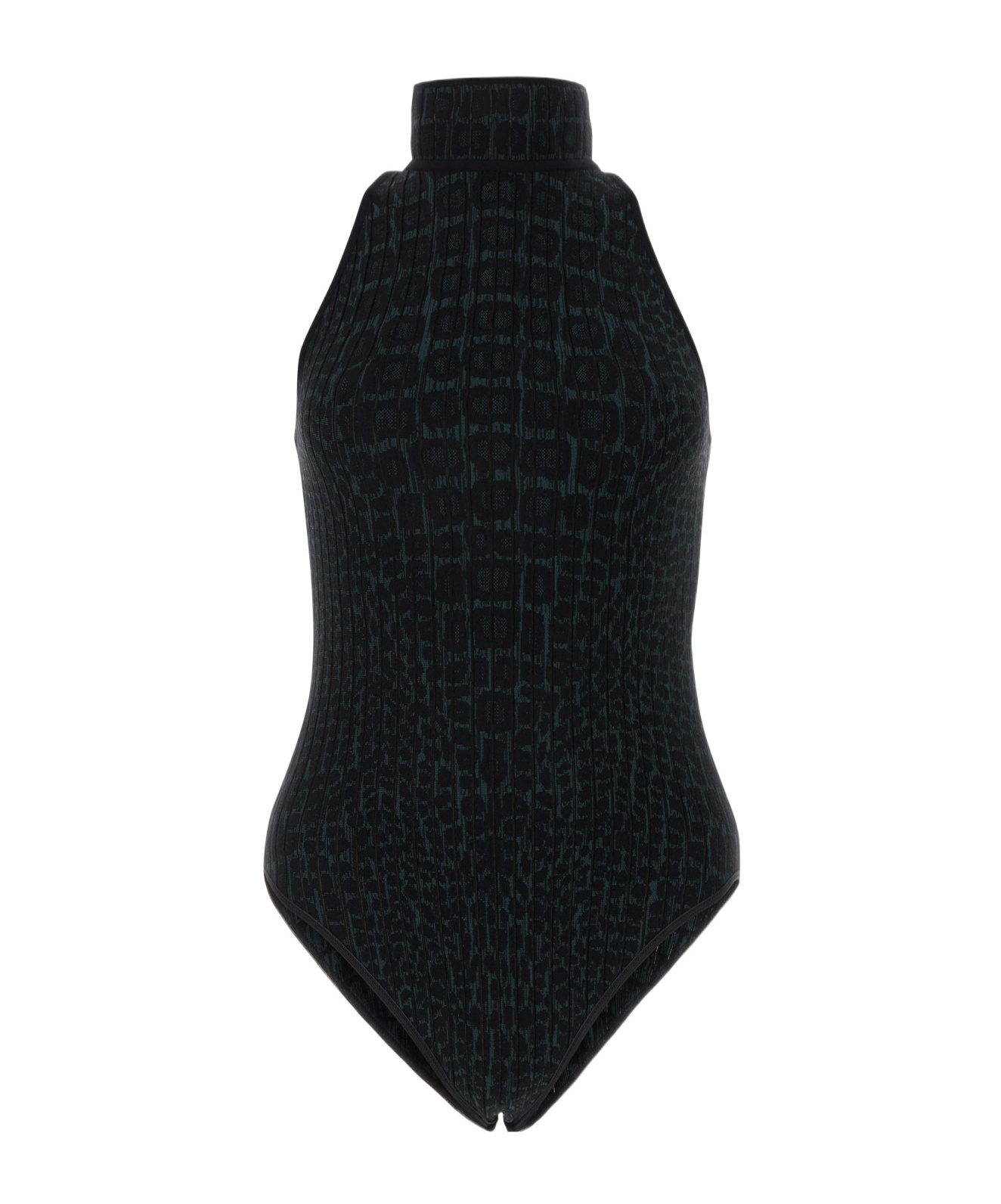 Alaïa Animal Pattern High-necked Jumpsuit In Black