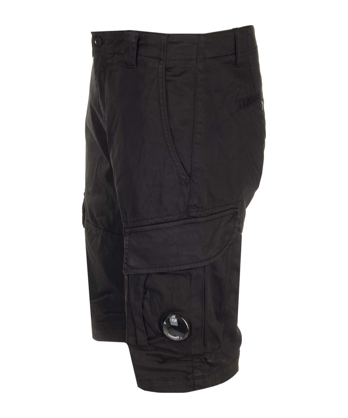 C.p. Company Fleece Cargo Bermuda Shorts Pockets In Black