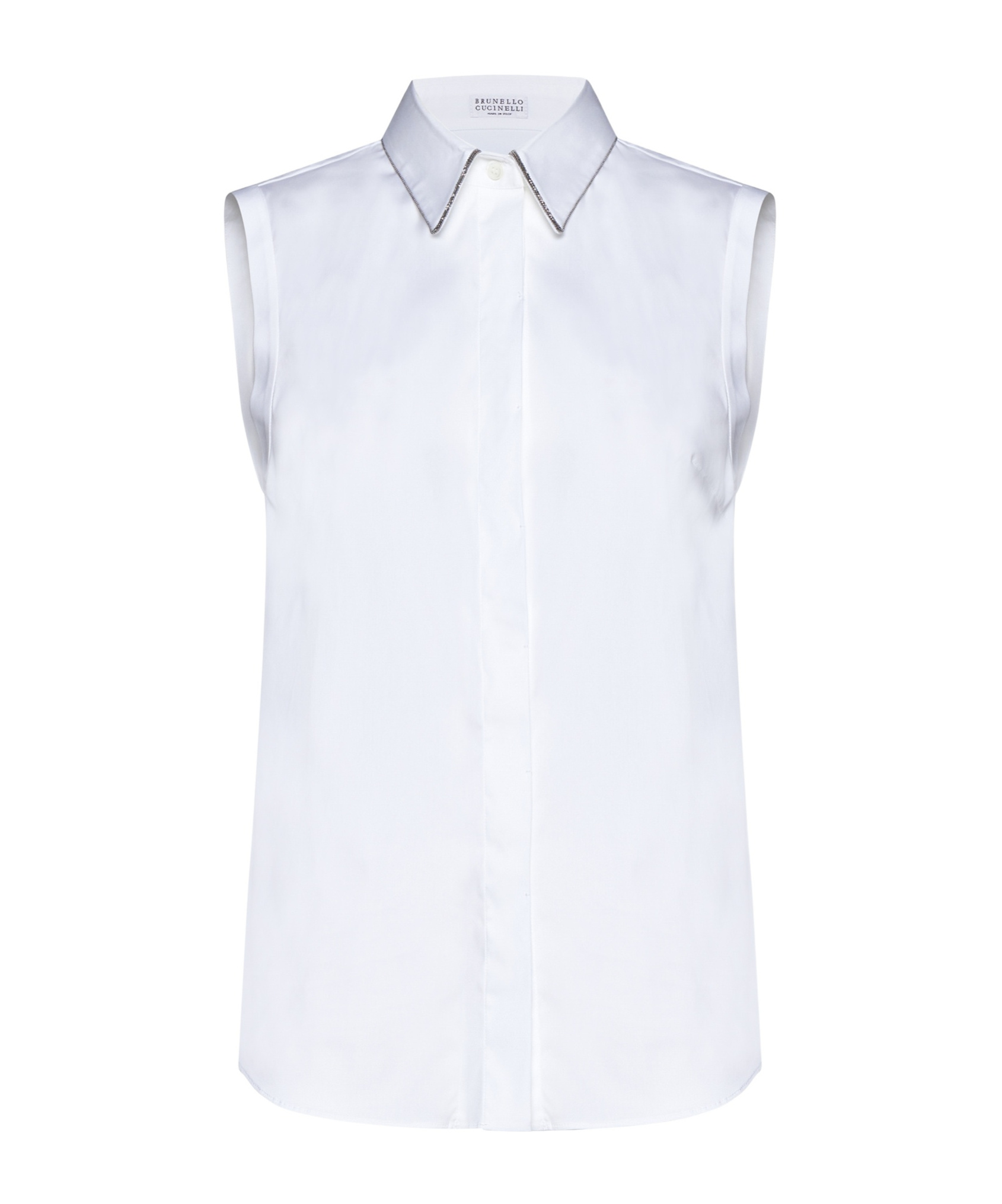 Shop Brunello Cucinelli Sleeveless Button-up Shirt In White