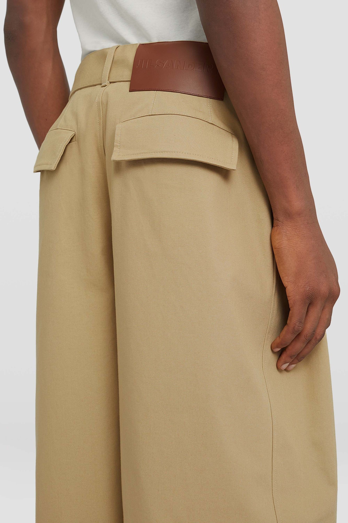 Jil Sander Belted Wide-leg Trousers In Nude