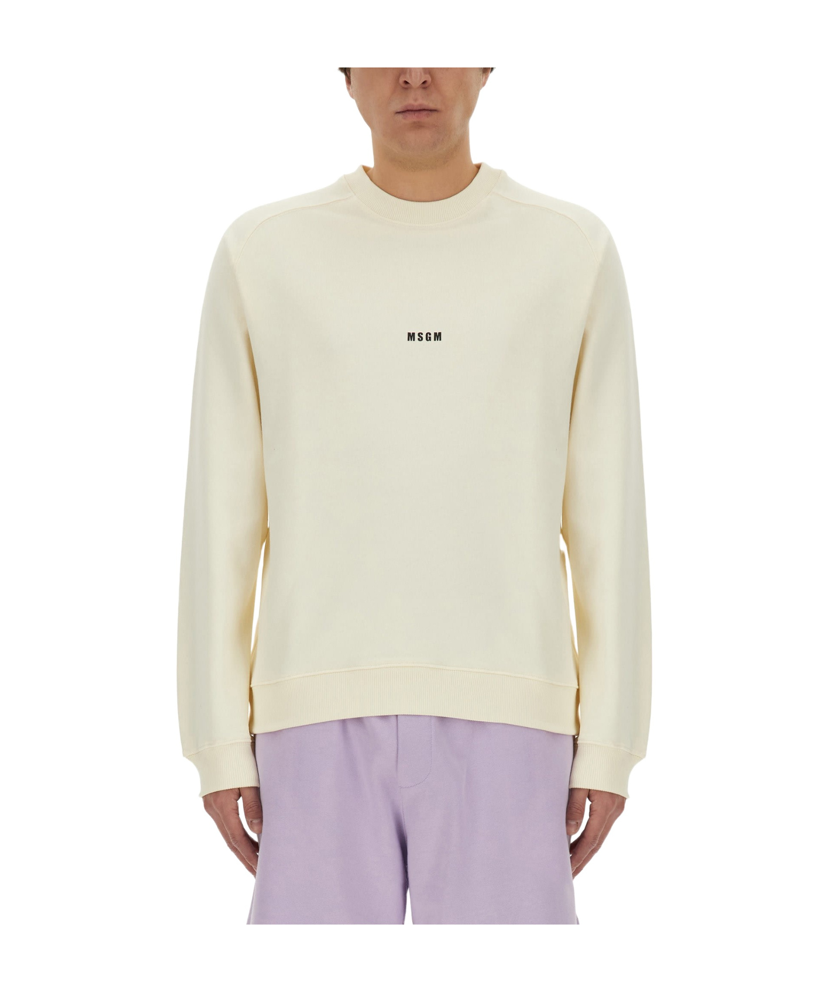 Msgm Logo-print Cotton Sweatshirt In White