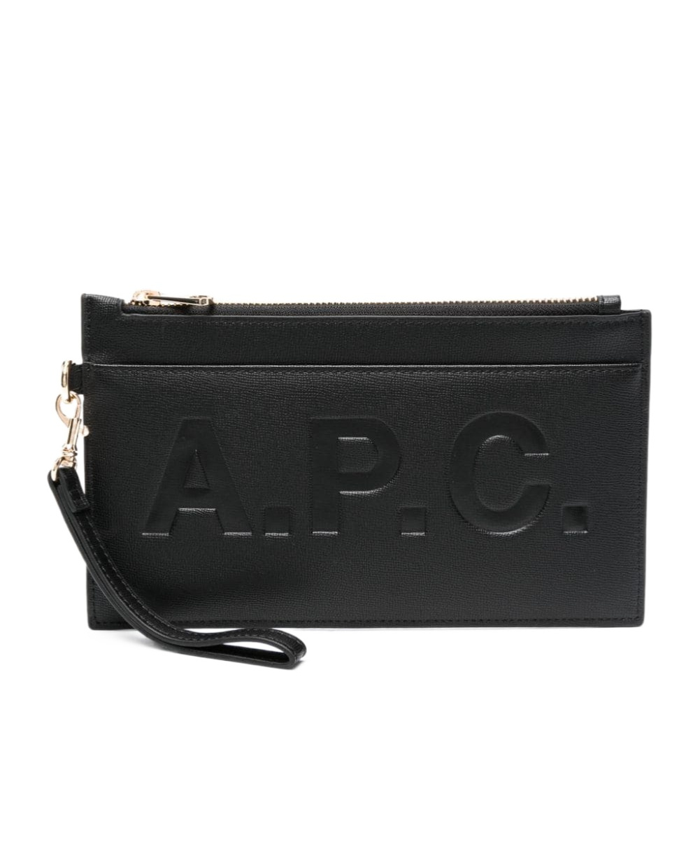 APC LOGO-DEBOSSED FAUX-LEATHER CLUTCH BAG 