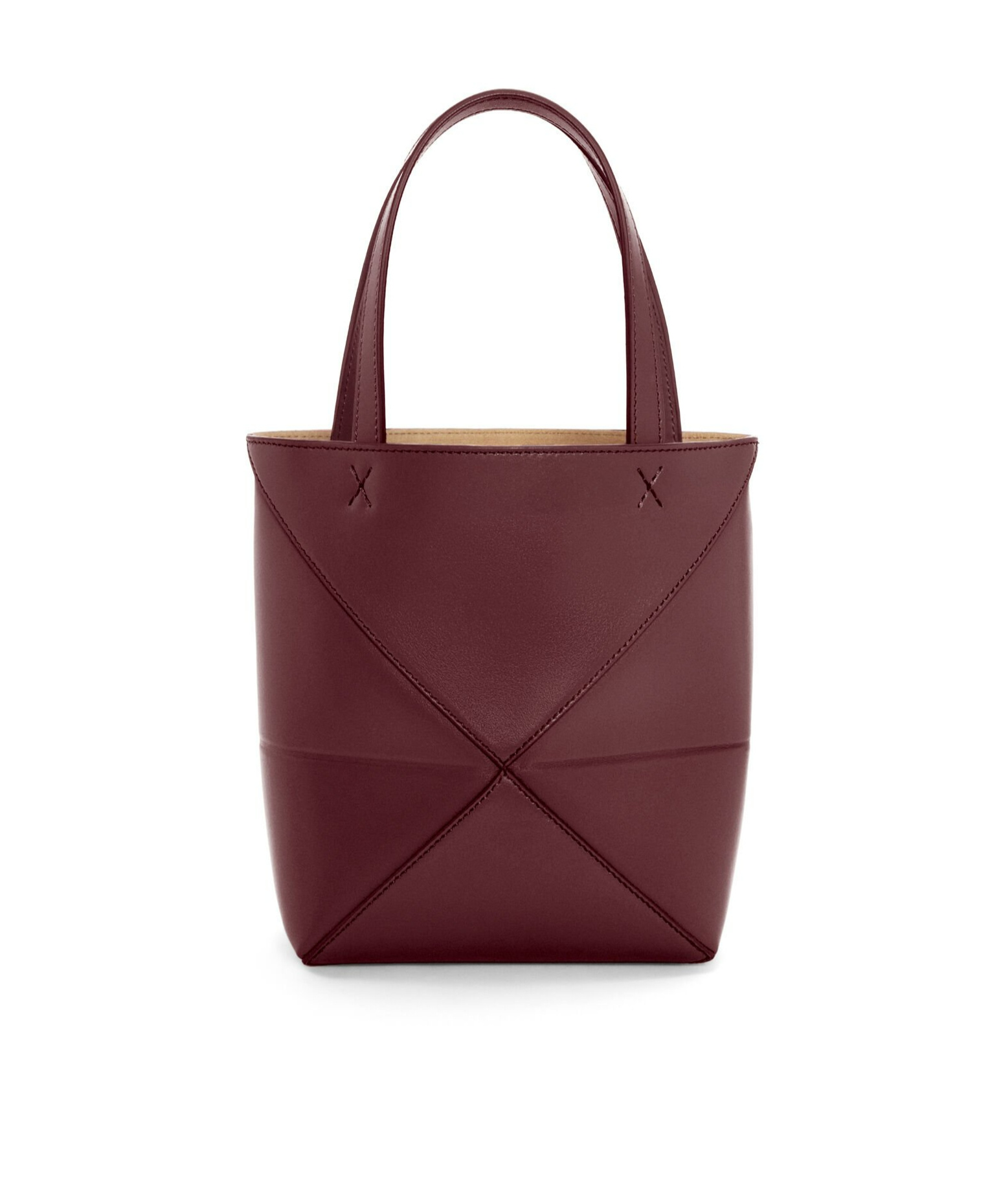 Loewe Mini Puzzle Fold Tote In Shiny Calfskin In Red