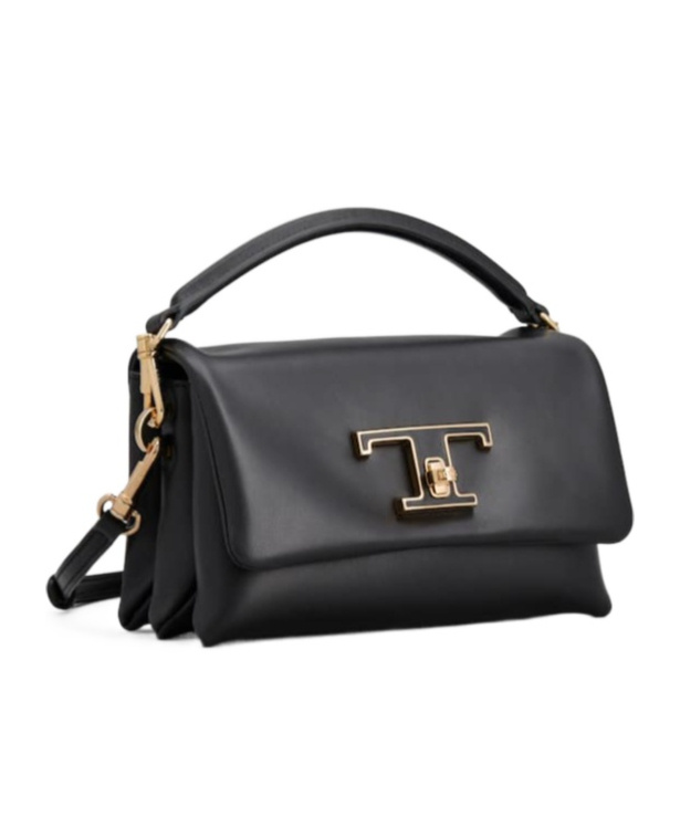 Tod's T Timeless Leather Shoulder Bag In Black